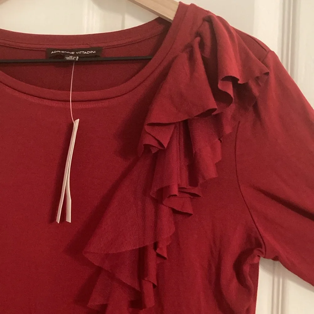 Adrienne Vittadini 3/4 Sleeve Ruffle Top Size M - Picture 2 of 7